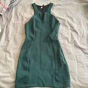 Topshop Green Striped Mini Dress